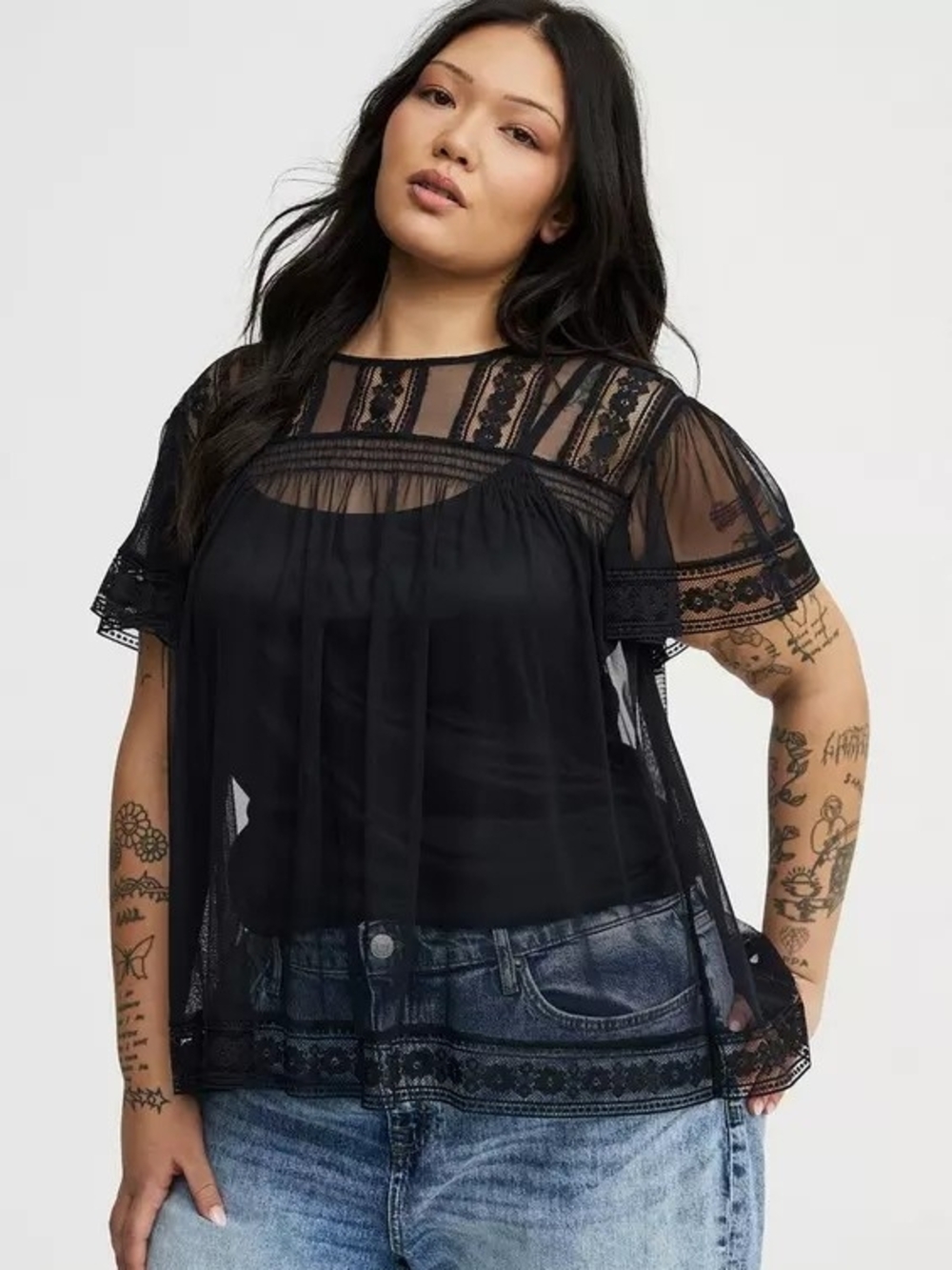 Torrid Mesh Lace Blouse Size 2